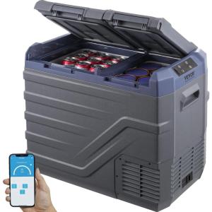 imageVEVOR NLS45 12 Volt Car Refrigerator Fridge 32 L Dual Zone Portable Freezer 468 Adjustable Range 1224V DC and 100240V AC Compressor Cooler for Outdoor Camping RV Bule and greyDual Zone 423QT