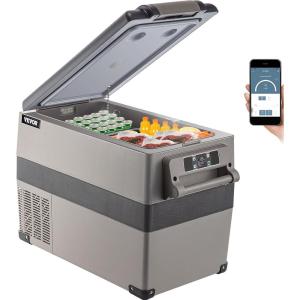 imageVEVOR NLS45 12 Volt Car Refrigerator Fridge 32 L Dual Zone Portable Freezer 468 Adjustable Range 1224V DC and 100240V AC Compressor Cooler for Outdoor Camping RV Bule and greySingle Zone 48QT