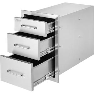 imageVEVOR Outdoor Kitchen Trash Drawer 197quotW x 29quotH x 157quotD Inch Outdoor Kitchen Drawers Stainless Steel for Outdoor BBQ Island KitchenTriple Access Drawer