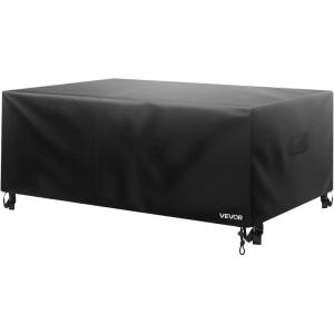 imageVEVOR Patio Furniture Cover 420D Heavy Duty Waterproof Outdoor Dining Table and Chairs Cover Large Rectangular Patio Table Covers with Air Vent for All Weather 126L x 63W x 28H inch Black