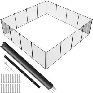 imageVEVOR Pool Fence 4 x 12 FT Pool Fences for Inground Pools Removable Pool Fencing Easy DIY Installation Swimming Pool Fence 340gms Teslin PVC Pool Fence Mesh Protects Kids and Pets4FTx48FT