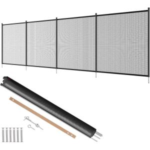 imageVEVOR Pool Fence 4 x 12 FT Pool Fences for Inground Pools Removable Pool Fencing Easy DIY Installation Swimming Pool Fence 340gms Teslin PVC Pool Fence Mesh Protects Kids and Pets4FTx12FT