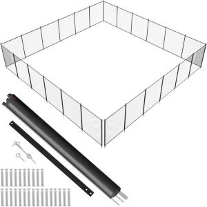 imageVEVOR Pool Fence 4 x 12 FT Pool Fences for Inground Pools Removable Pool Fencing Easy DIY Installation Swimming Pool Fence 340gms Teslin PVC Pool Fence Mesh Protects Kids and Pets4FTx72FT