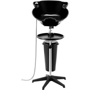 imageVEVOR Portable Shampoo Bowl Shampoo Sink for Washing Hair with Electric Pump Includes 2 Buckets 2 Showerheads Drain Hose Height and Angle Adjustable Portable Wash Bowl for Home Salon Use BlackHair sink w 1 bucket  storage basin