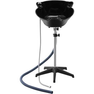 imageVEVOR Portable Shampoo Bowl Shampoo Sink for Washing Hair with Electric Pump Includes 2 Buckets 2 Showerheads Drain Hose Height and Angle Adjustable Portable Wash Bowl for Home Salon Use BlackHair sink w shower head