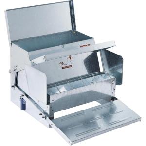 imageVEVOR Poultry Feeder 25lbs Capacity Feed Chicken Feeder with Lid ampamp Lock Outdoor Coop Food Dispenser No Waste Weatherproof Galvanized Metal Feeder for Ducks GeeseGalvanized