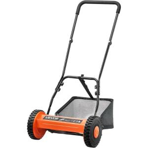 imageVEVOR Push Reel Lawn Mower 14 inch 5 Blades Manual Push Mower No Motor 06175 in Adjustable Cutting Height WalkBehind Lawn Mowers with Grass Catcher Bag for Green Lawns Driveways Courtyards14 inch