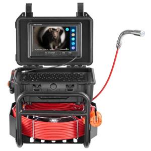 imageVEVOR Sewer Camera 165 ft50m SelfLeveling Drain Camera with 512Hz Transmitter Distance Counter 9quot Screen 1080P HD Snake Plumbing Cameras with Lights12 LED ampamp 32GB Card for Duct Pipe