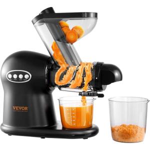 imageVEVOR Slow Masticating Juicer 2Speed Mode Cold Press Juicer Machine with Reverse Function Quiet Motor Slow Juicer Juice Extractor Maker Easy to Clean with Brush for High Nutrient Fruit Vegetableblack