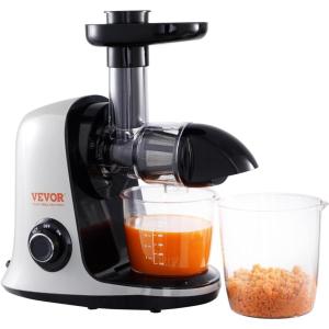 imageVEVOR Slow Masticating Juicer 2Speed Mode Cold Press Juicer Machine with Reverse Function Quiet Motor Slow Juicer Juice Extractor Maker Easy to Clean with Brush for High Nutrient Fruit VegetableLight GreyBlack