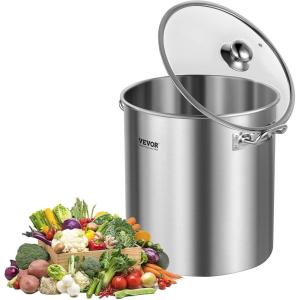 imageVEVOR Stainless Steel Stockpot 84 Quart Large Cooking Pots Cookware Sauce Pot with Basket Lid and Handle Heavy Duty Commercial Grade Stock Pot Sanding Treatment for Large Groups Events Silver24 Quarts