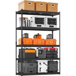 imageVEVOR Storage Shelves 3000 lbs 5 Tier Heavy Duty Garage Shelving 24quot D x 48quot W x 72quot H Adjustable Metal Shelves for Industrial Shelving Unit Utility Shelf for Kitchen Warehouse Basement BlackBlack