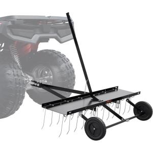 imageVEVOR Tow Behind Dethatcher 40inch Tow Dethatcher with 20 Spring Steel Tines Lawn Dethatcher Rake for ATV or Mower Tow Behind Lawn Rake with Lift Handle for Garden Farm Grass48Tow Dethatcher