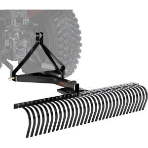 imageVEVOR Tow Behind Dethatcher 40inch Tow Dethatcher with 20 Spring Steel Tines Lawn Dethatcher Rake for ATV or Mower Tow Behind Lawn Rake with Lift Handle for Garden Farm Grass60Dethatcher with 3point Attachments