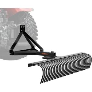 imageVEVOR Tow Behind Dethatcher 40inch Tow Dethatcher with 20 Spring Steel Tines Lawn Dethatcher Rake for ATV or Mower Tow Behind Lawn Rake with Lift Handle for Garden Farm Grass72Dethatcher with 3point Attachments