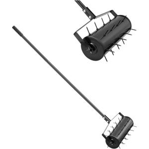 imageVEVOR Tow Behind Plug Aerator 40Inch Tow Behind Lawn Plug Aerator with Universal Hitch Pull Behind Aerator with Iron Spikes Alternately Arranged Lawn Aerator Tow Behind for Gardens Lawns FarmsRolling