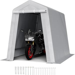 imageVEVOR Upgraded 10x20 FT Heavy Duty Carport Canopy with Rollup Windows AllSeason Portable Garage with Removable Sidewalls ampamp Doors 12 Stakes ampamp 12 Ropes Car Tent for Car Truck Boat EquipmentPE Carport with Sidewall  Gray