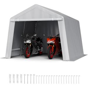 imageVEVOR Upgraded 10x20 FT Heavy Duty Carport Canopy with Rollup Windows AllSeason Portable Garage with Removable Sidewalls ampamp Doors 12 Stakes ampamp 12 Ropes Car Tent for Car Truck Boat EquipmentCarport with Sidewall  Gray