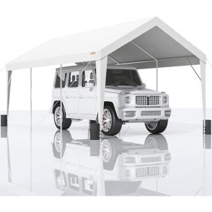 imageVEVOR Upgraded 10x20 FT Heavy Duty Carport Canopy with Rollup Windows AllSeason Portable Garage with Removable Sidewalls ampamp Doors 12 Stakes ampamp 12 Ropes Car Tent for Car Truck Boat EquipmentCarport  White