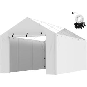 imageVEVOR Upgraded 10x20 FT Heavy Duty Carport Canopy with Rollup Windows AllSeason Portable Garage with Removable Sidewalls ampamp Doors 12 Stakes ampamp 12 Ropes Car Tent for Car Truck Boat EquipmentSidewall  White