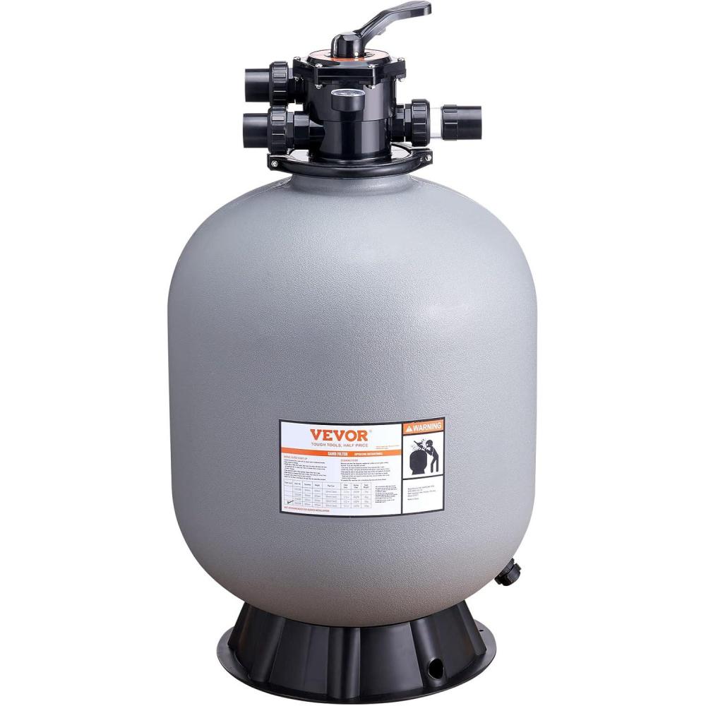 imageVEVOR Sand Filter 19inch Up to 45 GPM Flow Rate Above Inground Swimming Pool Sand Filter System with 7Way MultiPort Valve Filter Backwash Rinse Recirculate Waste Winter Closed Functions24 inch