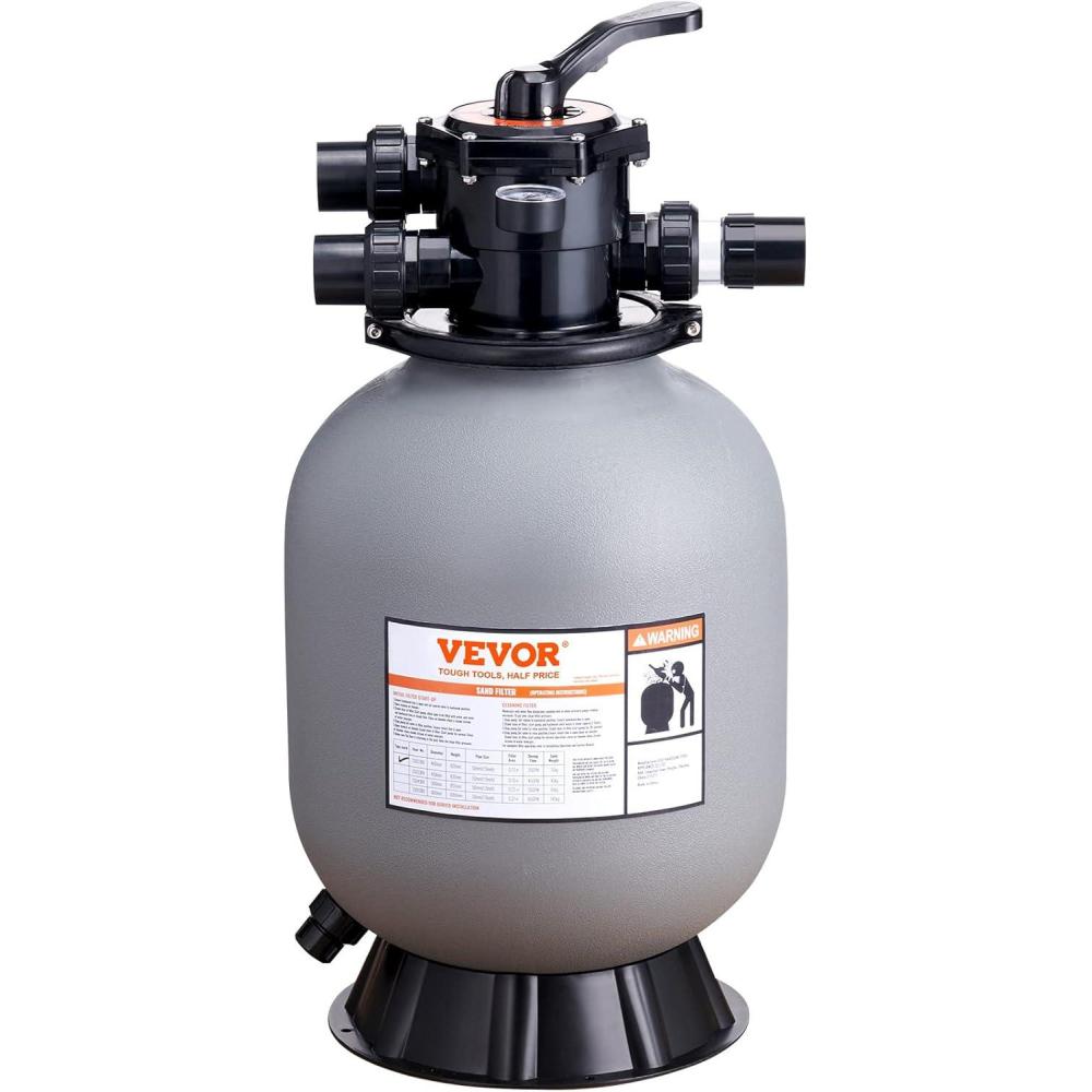 imageVEVOR Sand Filter 19inch Up to 45 GPM Flow Rate Above Inground Swimming Pool Sand Filter System with 7Way MultiPort Valve Filter Backwash Rinse Recirculate Waste Winter Closed Functions16 inch