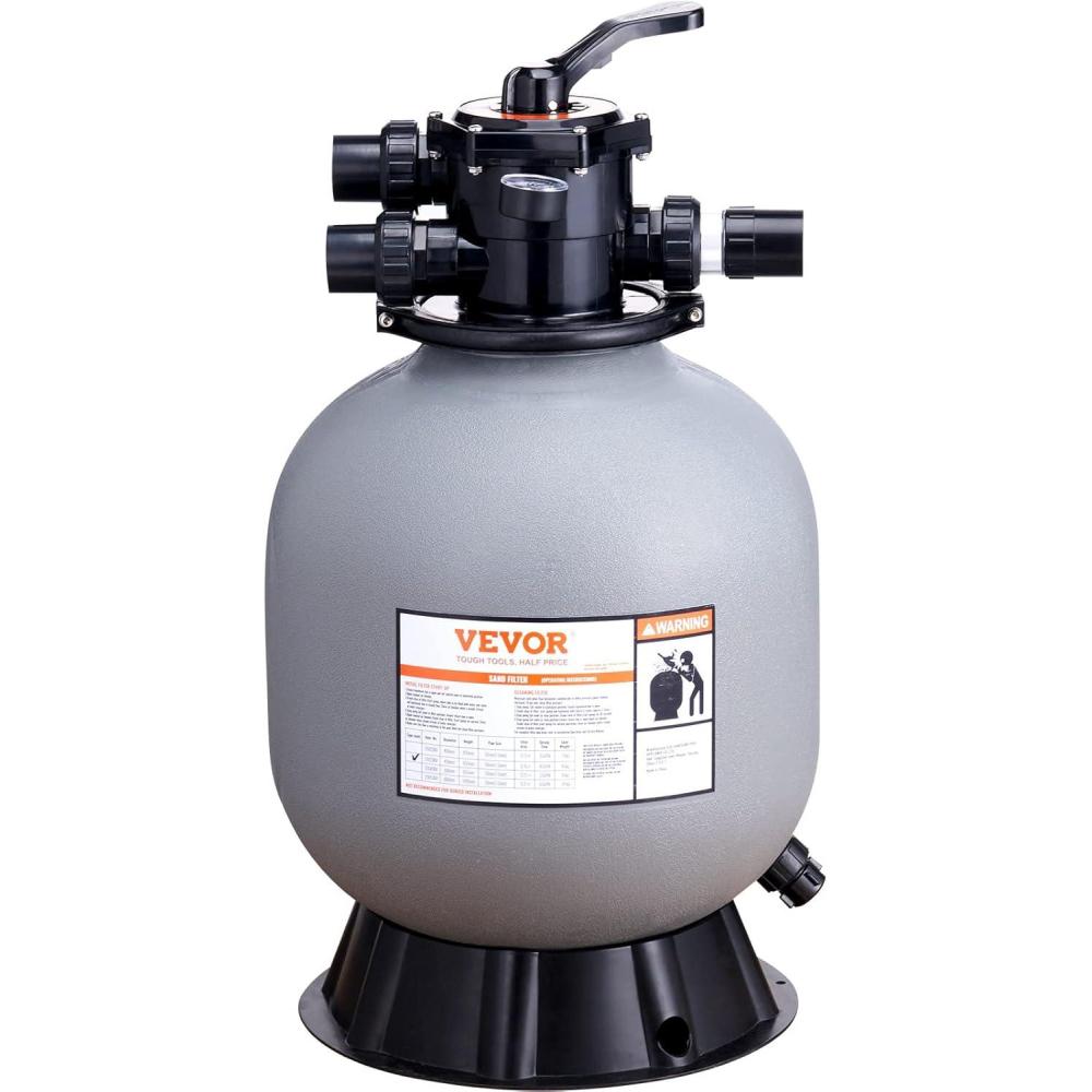 imageVEVOR Sand Filter 19inch Up to 45 GPM Flow Rate Above Inground Swimming Pool Sand Filter System with 7Way MultiPort Valve Filter Backwash Rinse Recirculate Waste Winter Closed Functions19 inch