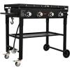imagePropane Griddle on Cart 36quot Heavy Duty Manual Flat Top Griddle Outdoor Cooking Station with Side Shelves Steel Propane Gas Griddle 4Burners Restaurant Portable Grill  60000 BTU4 Burner Grill with Cart