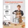 imageVEVOR 044 Gal165L Fruit Wine Press 2 Stainless Steel Barrels Manual Juice Maker Cider Apple Grape Tincture Honey Olive Oil Making Press with THandle for Outdoor Kitchen Home145 Gallon