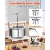 imageVEVOR 044 Gal165L Fruit Wine Press 2 Stainless Steel Barrels Manual Juice Maker Cider Apple Grape Tincture Honey Olive Oil Making Press with THandle for Outdoor Kitchen Home317 Gallon