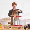 imageVEVOR 044 Gal165L Fruit Wine Press 2 Stainless Steel Barrels Manual Juice Maker Cider Apple Grape Tincture Honey Olive Oil Making Press with THandle for Outdoor Kitchen Home16 Gallon