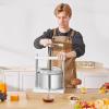 imageVEVOR 044 Gal165L Fruit Wine Press 2 Stainless Steel Barrels Manual Juice Maker Cider Apple Grape Tincture Honey Olive Oil Making Press with THandle for Outdoor Kitchen Home145 Gallon