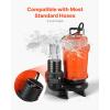 imageVEVOR 1 HP Submersible Trash Pump 5000 GPH 120V Cast Iron Submersible Sump Sewage Pump with 3 in Discharge 40 ft Max Lift Drain Dirty Clean Water for Pools Garden Pond Basement Flooded Areas