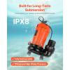 imageVEVOR 1 HP Submersible Trash Pump 5000 GPH 120V Cast Iron Submersible Sump Sewage Pump with 3 in Discharge 40 ft Max Lift Drain Dirty Clean Water for Pools Garden Pond Basement Flooded Areas