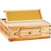 imageVEVOR 10 Frame Deep Brood Bee Hive Box Bee Box Dipped in 100 Beeswax Langstroth Beehive Kit with 10 Frames and Foundations Sheets and Transparent Acrylic Windows for Beekeeping SupplementMedium Super Box