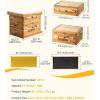 imageVEVOR 10 Frame Deep Brood Bee Hive Box Bee Box Dipped in 100 Beeswax Langstroth Beehive Kit with 10 Frames and Foundations Sheets and Transparent Acrylic Windows for Beekeeping SupplementDeep Box x 1 Medium Box x 1