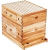 imageVEVOR 10 Frame Deep Brood Bee Hive Box Bee Box Dipped in 100 Beeswax Langstroth Beehive Kit with 10 Frames and Foundations Sheets and Transparent Acrylic Windows for Beekeeping SupplementDeep Box x 1 Medium Box x 1