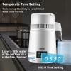 imageVEVOR 11 Gal Water Distiller 03 GalH Distilled Water Maker Machine 750W 099H Timing Set Temp Display 304 Stainless Steel Countertop Distiller Glass Carafe Cleaning Powder 3 Carbon Packs SilverWhite