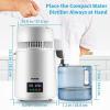 imageVEVOR 11 Gal Water Distiller 03 GalH Distilled Water Maker Machine 750W 099H Timing Set Temp Display 304 Stainless Steel Countertop Distiller Glass Carafe Cleaning Powder 3 Carbon Packs SilverWhite
