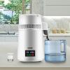 imageVEVOR 11 Gal Water Distiller 03 GalH Distilled Water Maker Machine 750W 099H Timing Set Temp Display 304 Stainless Steel Countertop Distiller Glass Carafe Cleaning Powder 3 Carbon Packs SilverWhite