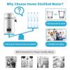 imageVEVOR 11 Gal Water Distiller 03 GalH Distilled Water Maker Machine 750W 099H Timing Set Temp Display 304 Stainless Steel Countertop Distiller Glass Carafe Cleaning Powder 3 Carbon Packs SilverWhite