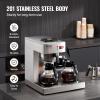 imageVEVOR 12 Cups Commercial Drip Coffee Maker Coffee Maker Machine with 3 Glass Carafes and 3 Warmer Plates Stainless Steel Pour Over Coffee Brewer for Restaurant Office Cafe3 Warmer Plates