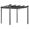 imageVEVOR 12x16 Outdoor Retractable Pergola with Canopy Aluminum Pergola with Retractable Canopy Modern Style Sun Shade for Patios Gardens Decks Backyards BeigeGray