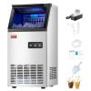 imageVEVOR 200lbs24H Commercial Ice Maker Machine with Drain Pump 66lbs Storage Capacity Ice Maker 108 Ice Cubes in 15 Minutes LED Digital Display Freestanding SelfCleaning for Bar Office RestaurantSilver