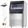 imageVEVOR 200lbs24H Commercial Ice Maker Machine with Drain Pump 66lbs Storage Capacity Ice Maker 108 Ice Cubes in 15 Minutes LED Digital Display Freestanding SelfCleaning for Bar Office RestaurantSilver