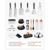 imageVEVOR 28PCS Griddle Accessories Kit Flat Top Grill Accessory Enlarged Spatula Gift Set Stainless Steel Grilling Tools with Basting Cover Tong Burger Press Carry Bag for Outdoor BBQ Teppanyaki