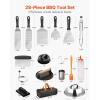 imageVEVOR 28PCS Griddle Accessories Kit Flat Top Grill Accessory Enlarged Spatula Gift Set Stainless Steel Grilling Tools with Basting Cover Tong Burger Press Carry Bag for Outdoor BBQ Teppanyaki