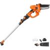 imageVEVOR 2in1 Cordless Pole Saw ampamp Mini Chainsaw 20V 2Ah Battery Pole Chainsaw 5quot Cutting Capacity 8 ft Reach Pole Saw for Branch Cutting ampamp Tree Trimming Battery and Blade Cover Included20V 2Ah renewed