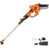 imageVEVOR 2in1 Cordless Pole Saw ampamp Mini Chainsaw 20V 2Ah Battery Pole Chainsaw 5quot Cutting Capacity 8 ft Reach Pole Saw for Branch Cutting ampamp Tree Trimming Battery and Blade Cover Included20V 4Ah renewed