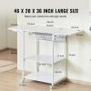 imageVEVOR 3 Tier Movable Heat Press Table Foldable Heat Transfer Machine Stand with Vinyl Roll Holder Heavy Duty Rolling Metal Workbench for DIY Sublimation Transfer Machine and Printer3 Tier  White